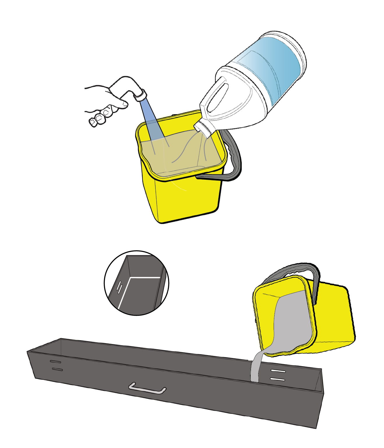 Animated image showing how to use REN Tread Cleaner liquid, featuring a saturation tub to soak the pad in the liquid.